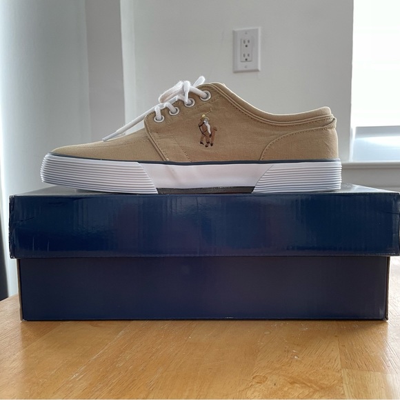 Polo Ralph Lauren Faxon Low-Top Canvas Sneaker - Beige - Mens Size 8 - Picture 15 of 15